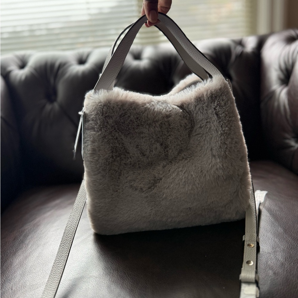 Kate Spade NWT Elegant Gray Faux Fur Women's Bag - Picture 6 of 10